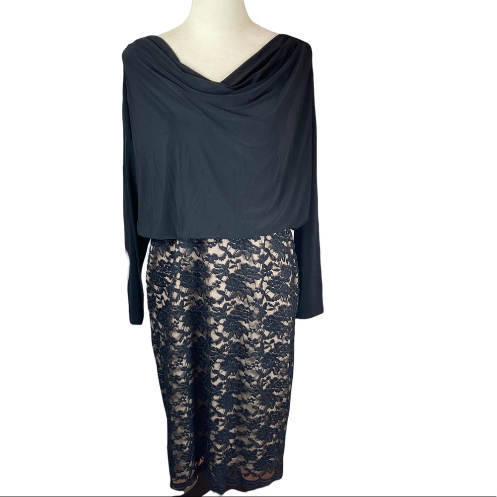 Coldwater Creek black lace and tan dress, size 14